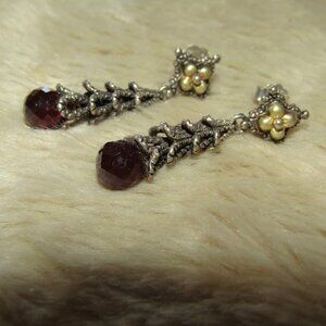 Vintage Barbara Bixby sterling, gold and garnet earrings